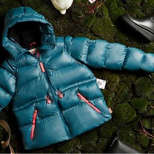 HUNTER Blue and Pink Hooded Puffer Coat Size medium Jacket